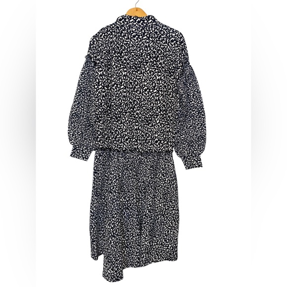 Ted Baker Black and White Floral Tiered Toddl Long Sleeve Midi Peasant Dress - Picture 3 of 16